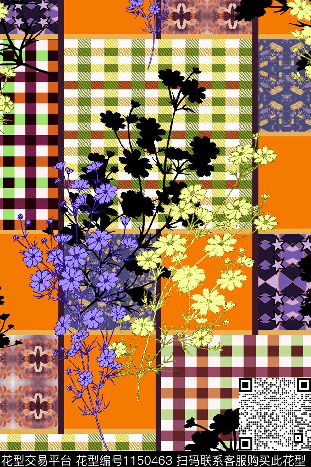 抽象大牌风复古数码印花华亿平台下载（图片编号: 1150463） - 瓦栏（Walan）