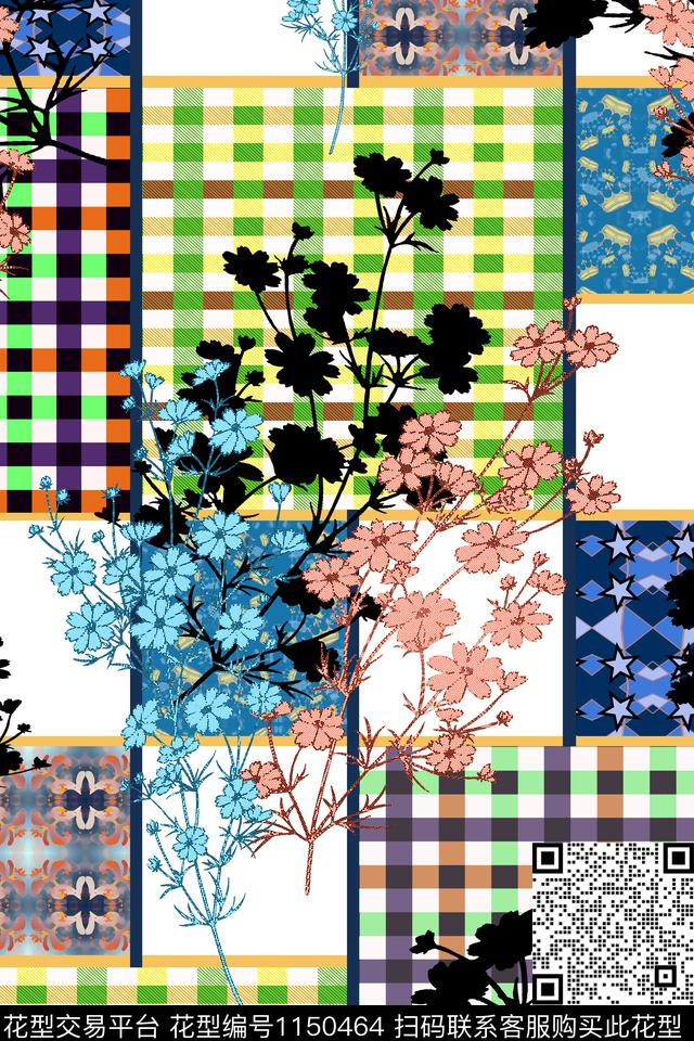 抽象大牌风复古数码印花华亿平台下载（图片编号: 1150464） - 瓦栏（Walan）