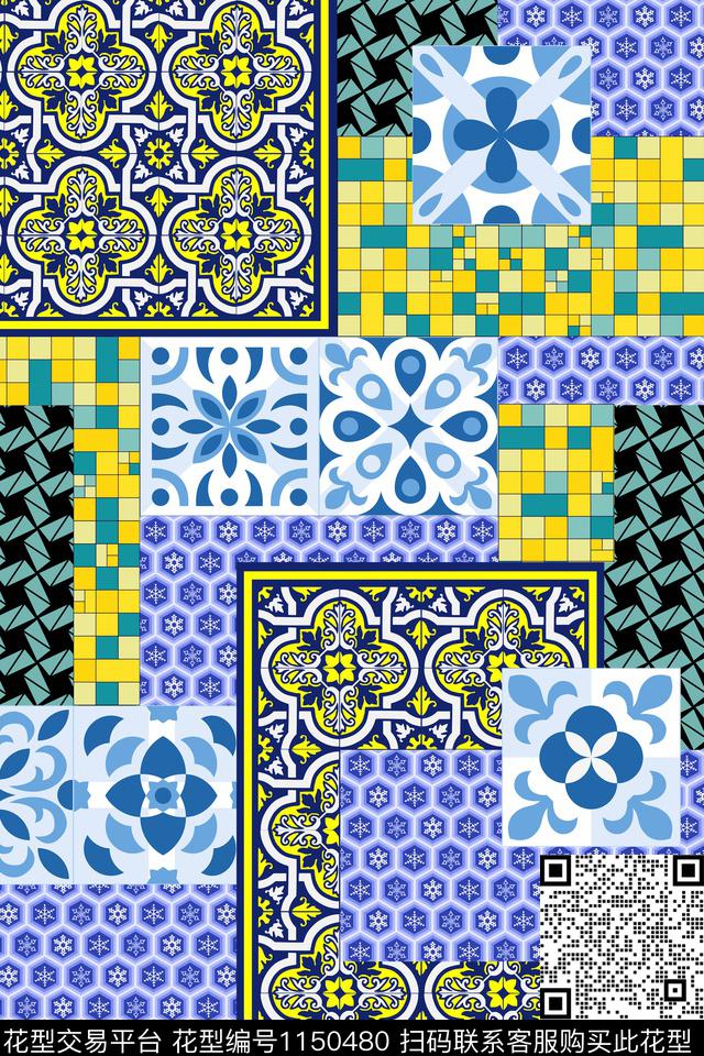 民族风混合拼接伊斯兰传统印花华亿平台下载（图片编号: 1150480） - 瓦栏（Walan）
