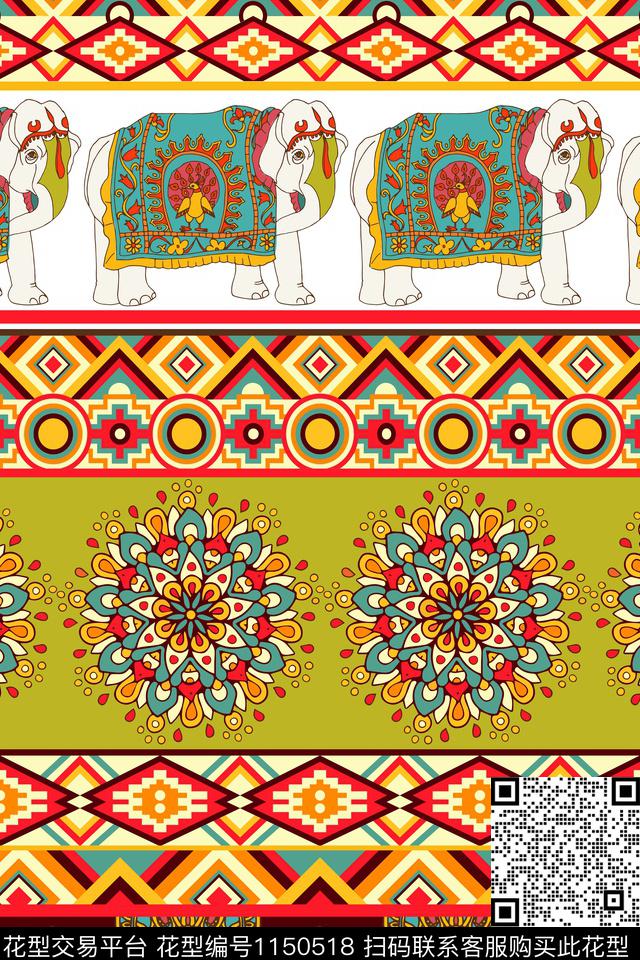 东南亚大象波西米亚传统印花华亿平台下载（图片编号: 1150518） - 瓦栏（Walan）
