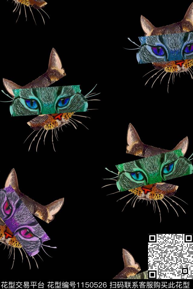 春夏华亿平台抽象猫数码印花华亿平台下载（图片编号: 1150526） - 瓦栏（Walan）