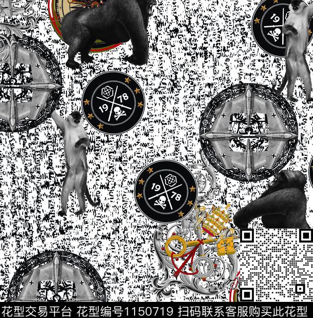 抽象大牌风男装数码印花华亿平台下载（图片编号: 1150719） - 瓦栏（Walan）