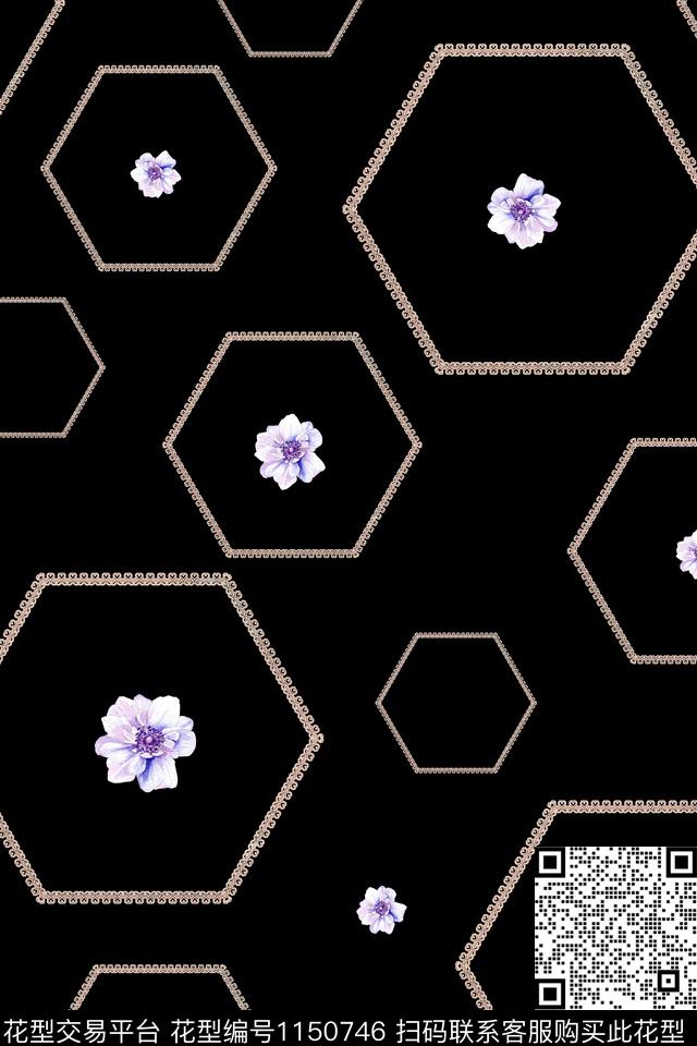 边框花卉小碎花传统印花华亿平台下载（图片编号: 1150746） - 瓦栏（Walan）