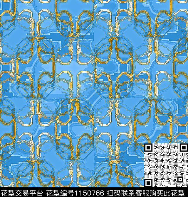 线条画抽象格子数码印花华亿平台下载（图片编号: 1150766） - 瓦栏（Walan）