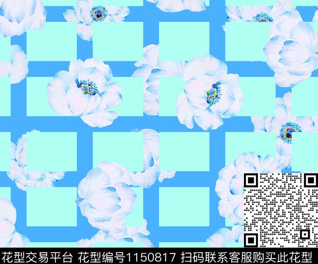 大牌风大花格子花纹传统印花华亿平台下载（图片编号: 1150817） - 瓦栏（Walan）