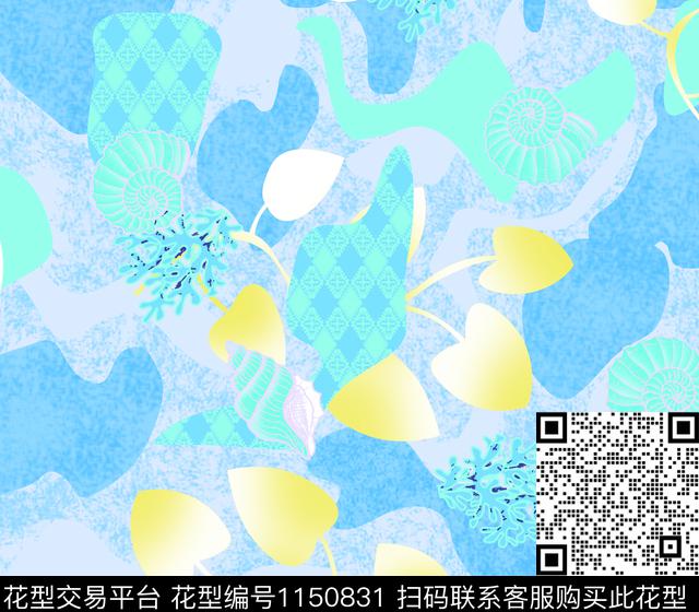 大牌风贝壳华亿平台迷彩风格传统印花华亿平台下载（图片编号: 1150831） - 瓦栏（Walan）