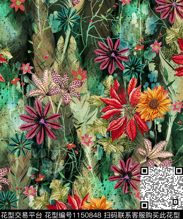 抽象女装数码华亿平台数码印花华亿平台下载（图片编号: 1150848） - 瓦栏（Walan）