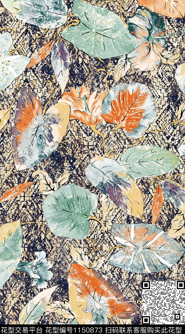 大牌风数码华亿平台花卉数码印花华亿平台下载（图片编号: 1150873） - 瓦栏（Walan）