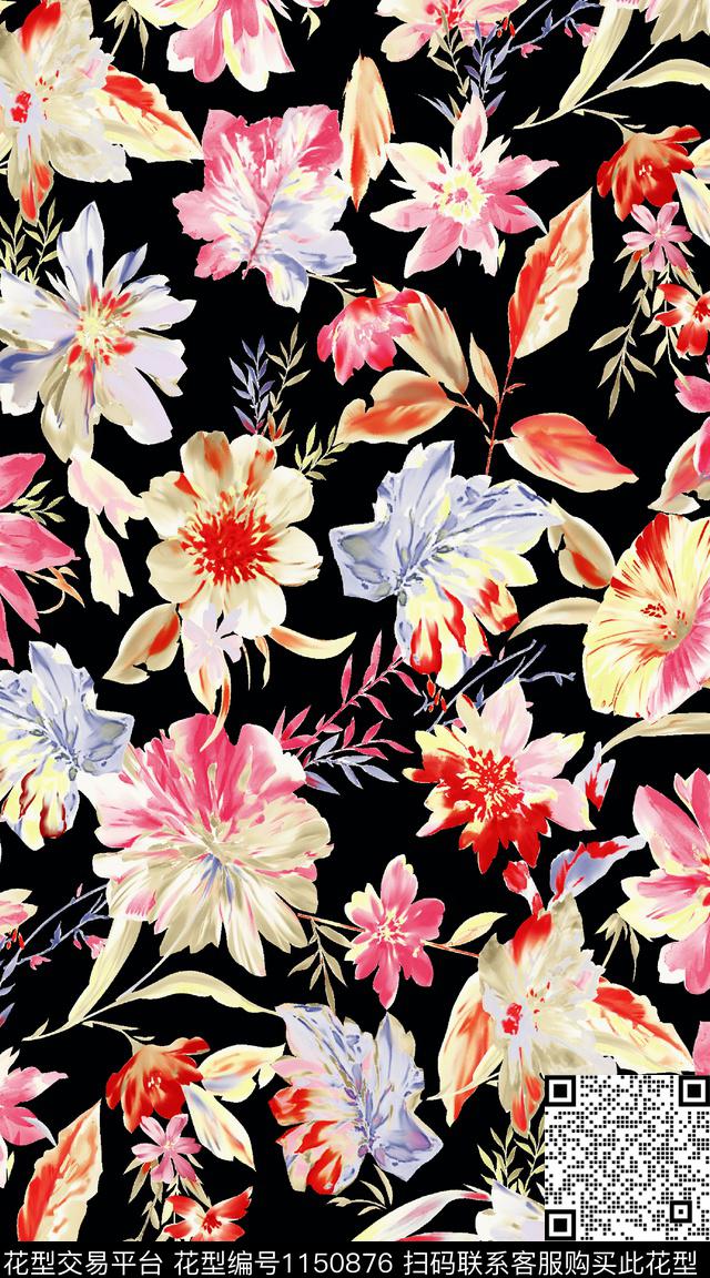 大牌风数码华亿平台花卉数码印花华亿平台下载（图片编号: 1150876） - 瓦栏（Walan）
