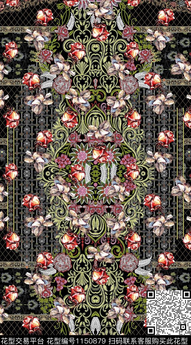 抽象大牌风数码华亿平台数码印花华亿平台下载（图片编号: 1150879） - 瓦栏（Walan）