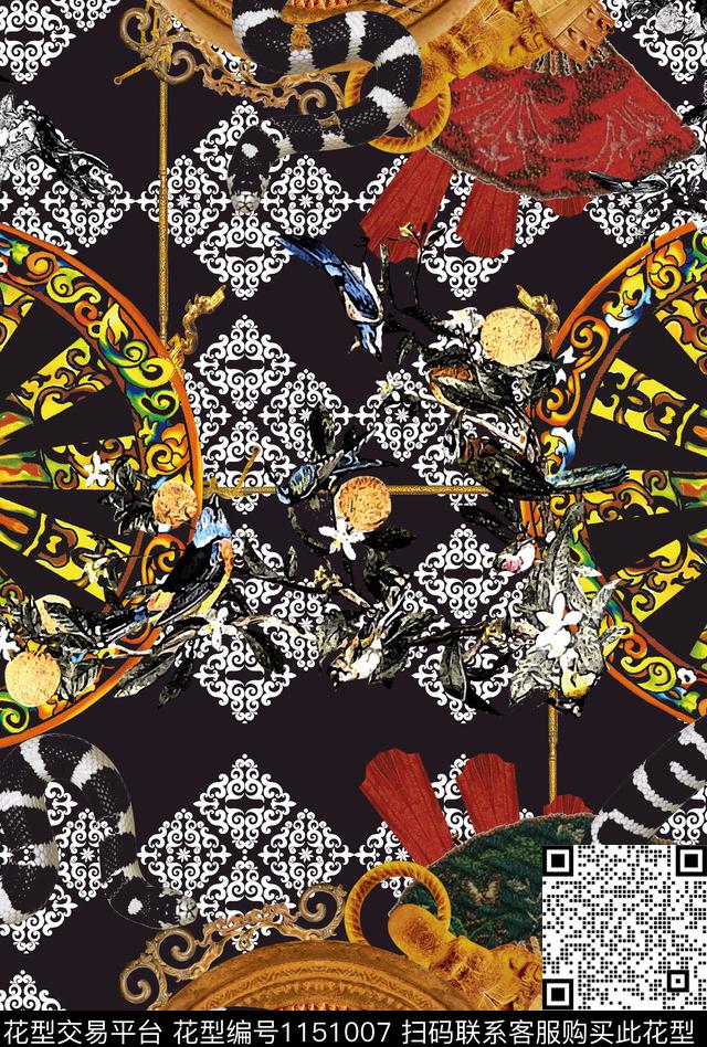 抽象大牌风男装数码印花华亿平台下载（图片编号: 1151007） - 瓦栏（Walan）