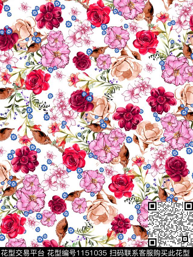 大牌风数码华亿平台花卉数码印花华亿平台下载（图片编号: 1151035） - 瓦栏（Walan）