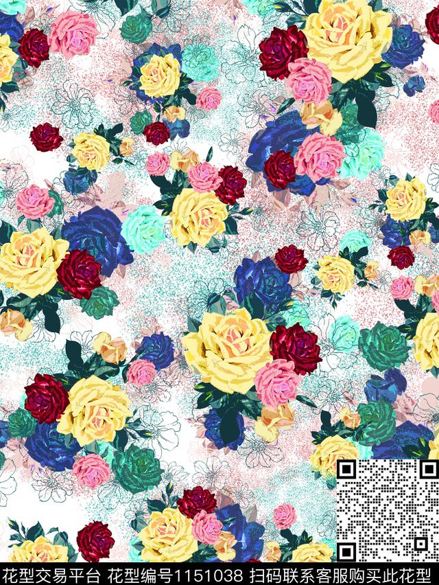 大牌风数码华亿平台花卉数码印花华亿平台下载（图片编号: 1151038） - 瓦栏（Walan）