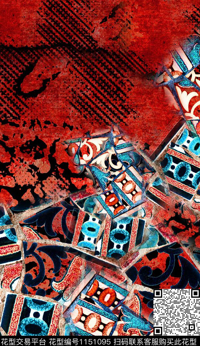 定位花肌理民族风数码印花华亿平台下载（图片编号: 1151095） - 瓦栏（Walan）