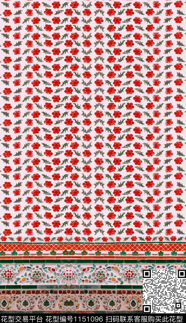 定位花中老年民族风数码印花华亿平台下载（图片编号: 1151096） - 瓦栏（Walan）