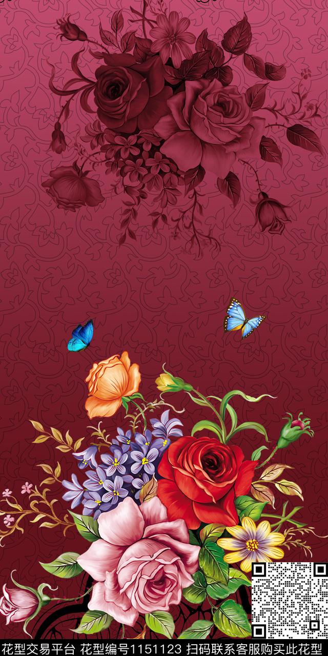 定位花花卉大牌风数码印花华亿平台下载（图片编号: 1151123） - 瓦栏（Walan）