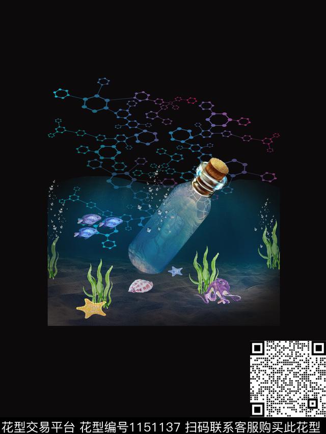 时尚海洋几何数码印花华亿平台下载（图片编号: 1151137） - 瓦栏（Walan）