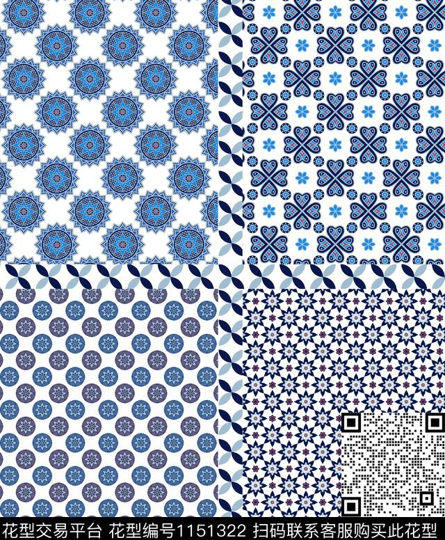 风格化花卉大牌风格子数码印花华亿平台下载（图片编号: 1151322） - 瓦栏（Walan）