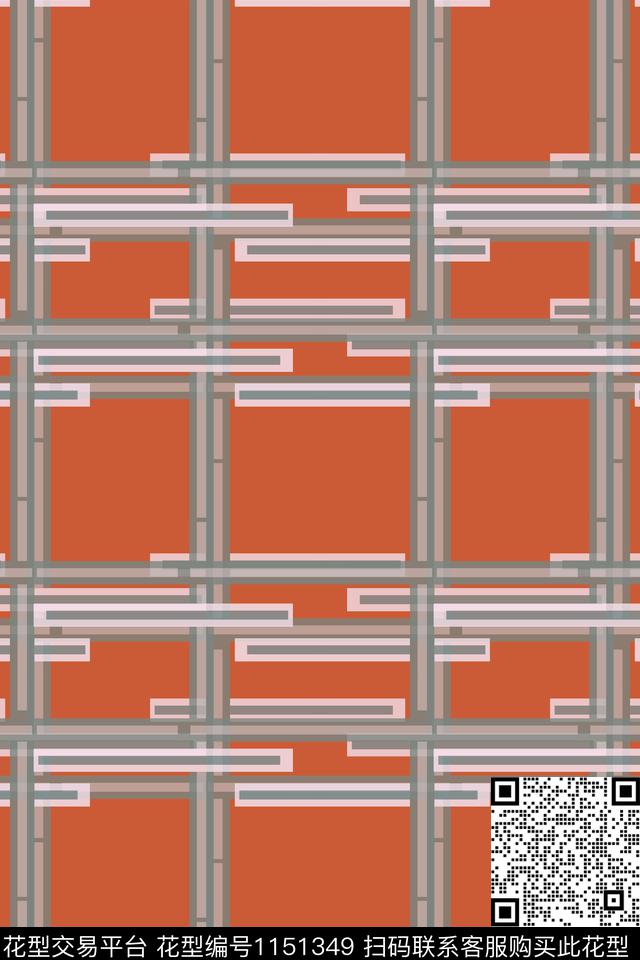 格子图案线条放大格纹传统印花华亿平台下载（图片编号: 1151349） - 瓦栏（Walan）
