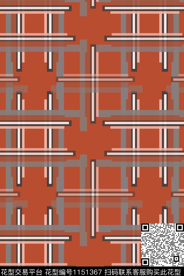 格子图案线条放大格纹传统印花华亿平台下载（图片编号: 1151367） - 瓦栏（Walan）
