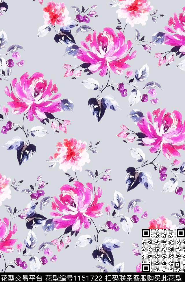 水彩花卉温室花卉手绘花卉数码印花华亿平台下载（图片编号: 1151722） - 瓦栏（Walan）