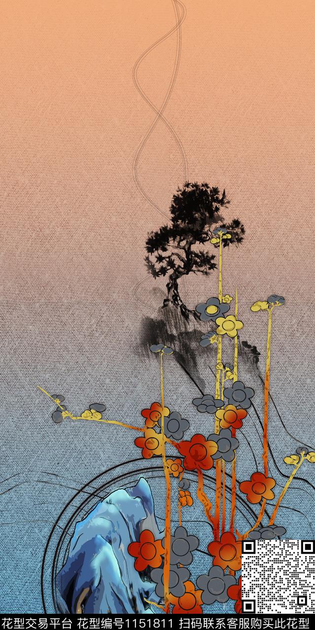 中老年定位花中国风数码印花华亿平台下载（图片编号: 1151811） - 瓦栏（Walan）
