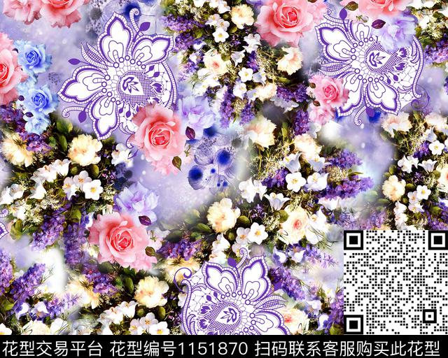 大牌风数码华亿平台花卉数码印花华亿平台下载（图片编号: 1151870） - 瓦栏（Walan）