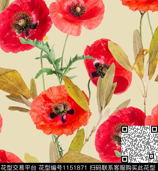 创意花卉坯布数码印花华亿平台下载（图片编号: 1151871） - 瓦栏（Walan）