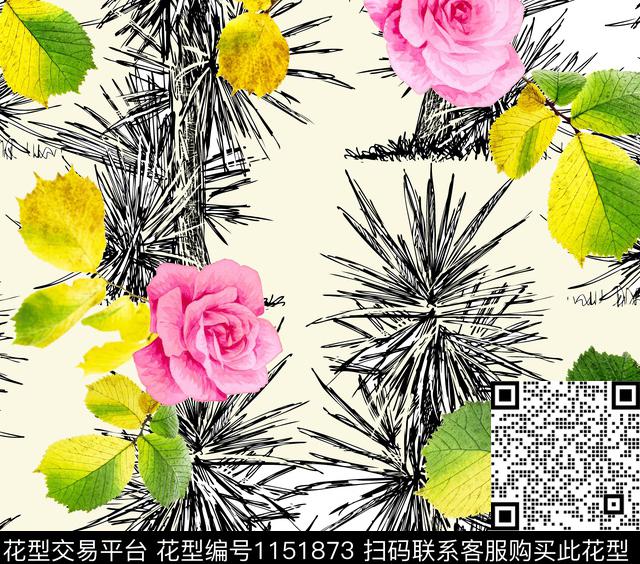 创意花卉坯布数码印花华亿平台下载（图片编号: 1151873） - 瓦栏（Walan）