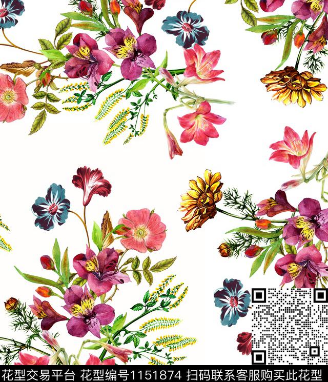 创意花卉坯布数码印花华亿平台下载（图片编号: 1151874） - 瓦栏（Walan）