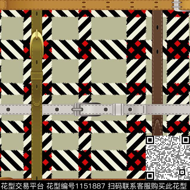 皮带格子创意数码印花华亿平台下载（图片编号: 1151887） - 瓦栏（Walan）