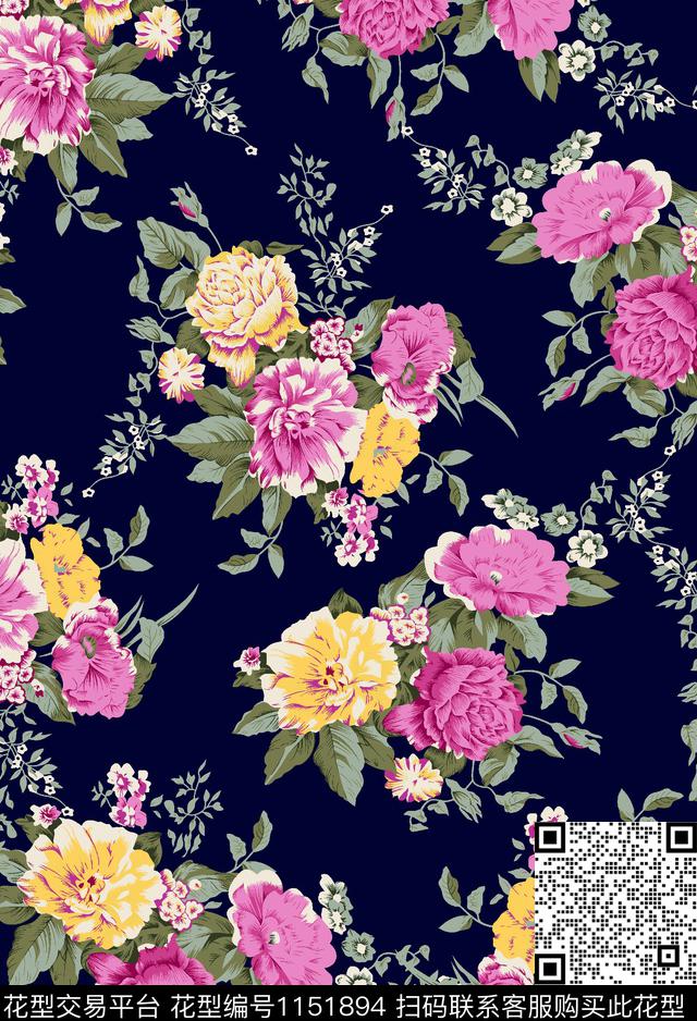 传统华亿平台大牌风花卉传统印花华亿平台下载（图片编号: 1151894） - 瓦栏（Walan）