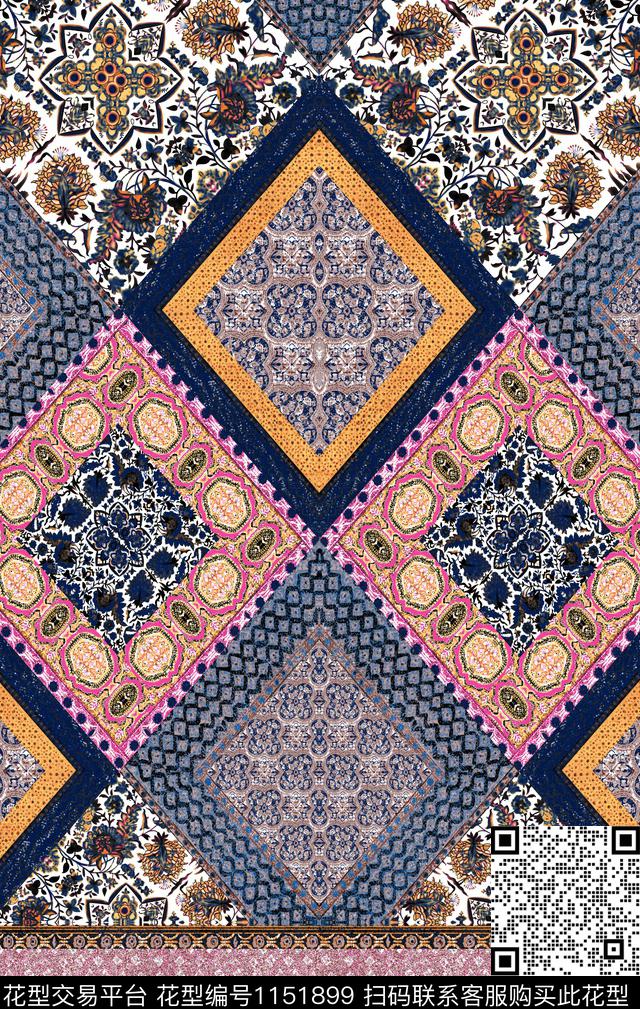 定位花传统华亿平台大牌风传统印花华亿平台下载（图片编号: 1151899） - 瓦栏（Walan）