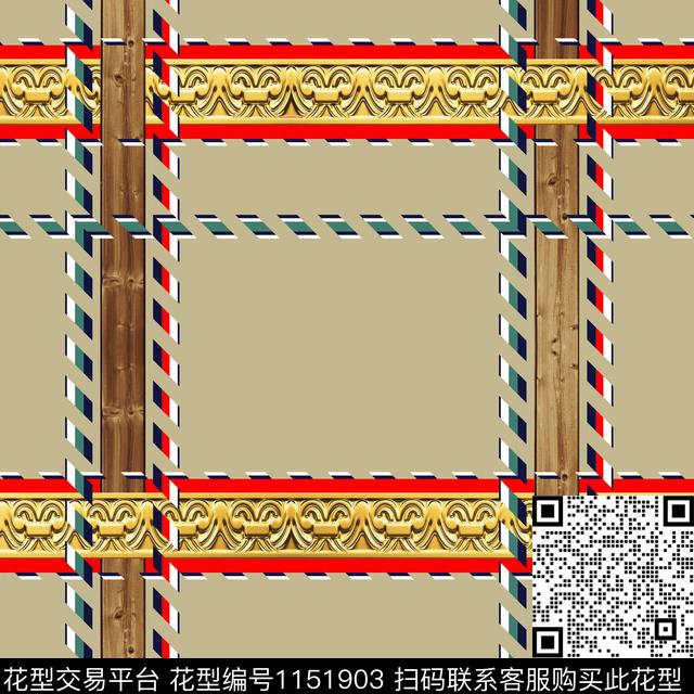 格子创意木板数码印花华亿平台下载（图片编号: 1151903） - 瓦栏（Walan）