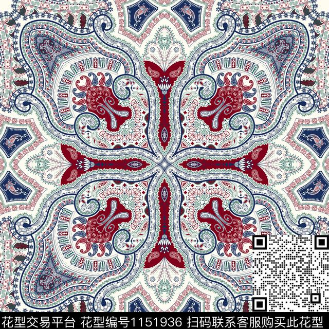 大牌风方巾华亿平台民族风传统印花华亿平台下载（图片编号: 1151936） - 瓦栏（Walan）