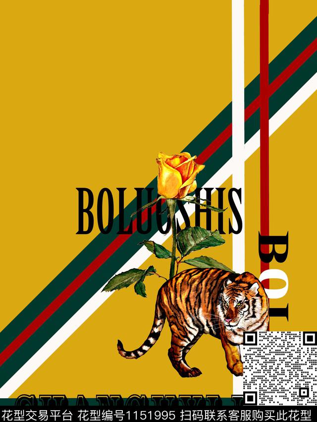 几何花卉抽象潮牌数码印花华亿平台下载（图片编号: 1151995） - 瓦栏（Walan）