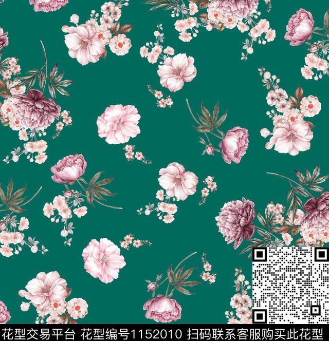 水彩花卉春夏华亿平台手绘大花传统印花华亿平台下载（图片编号: 1152010） - 瓦栏（Walan）