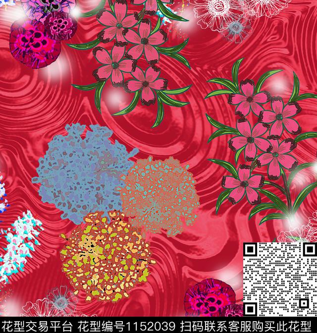 线条画抽象几何数码印花华亿平台下载（图片编号: 1152039） - 瓦栏（Walan）