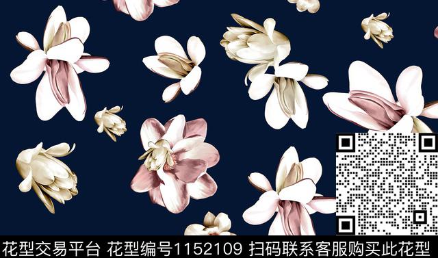 玉兰花水彩花卉春夏华亿平台传统印花华亿平台下载（图片编号: 1152109） - 瓦栏（Walan）