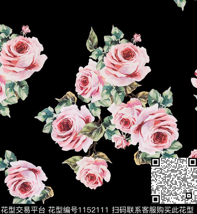 水彩花卉春夏华亿平台手绘大花传统印花华亿平台下载（图片编号: 1152111） - 瓦栏（Walan）