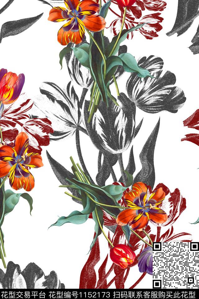 女装大牌风花卉数码印花华亿平台下载（图片编号: 1152173） - 瓦栏（Walan）