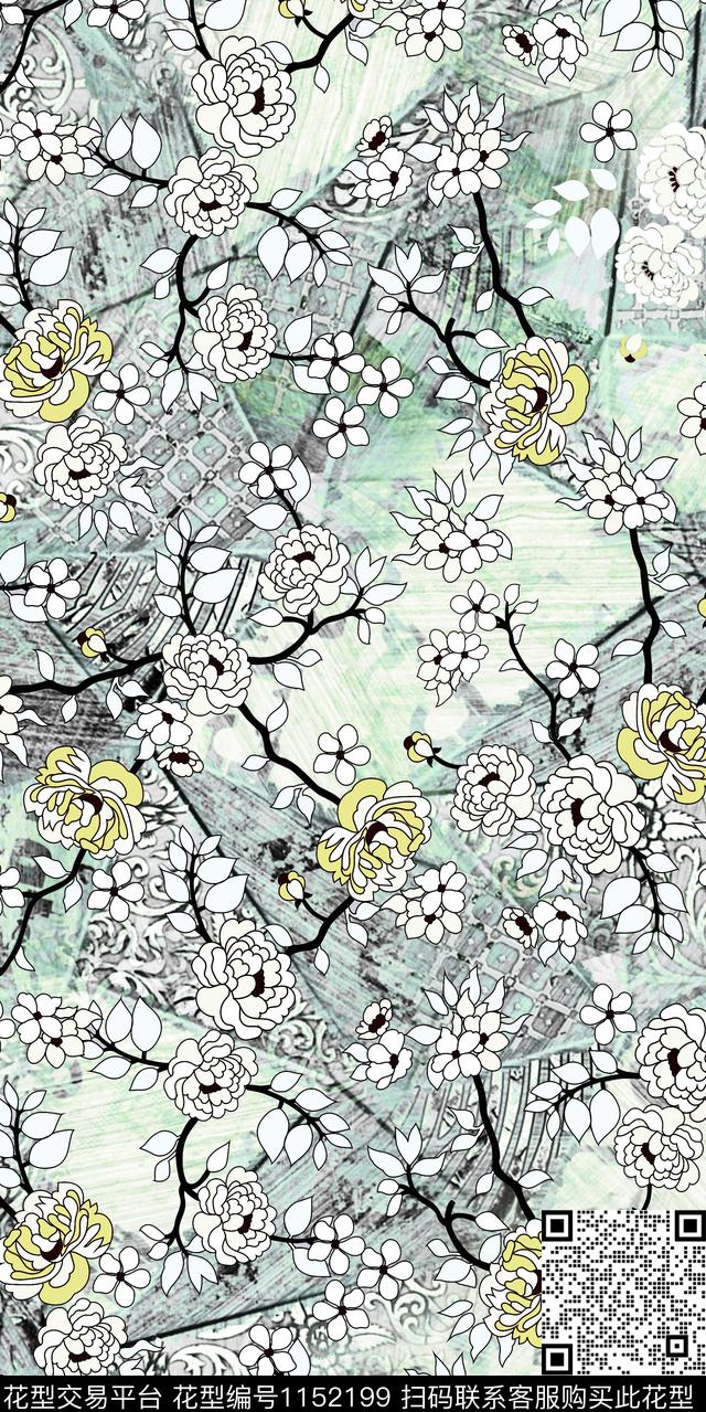 民族花卉大牌风数码华亿平台数码印花华亿平台下载（图片编号: 1152199） - 瓦栏（Walan）