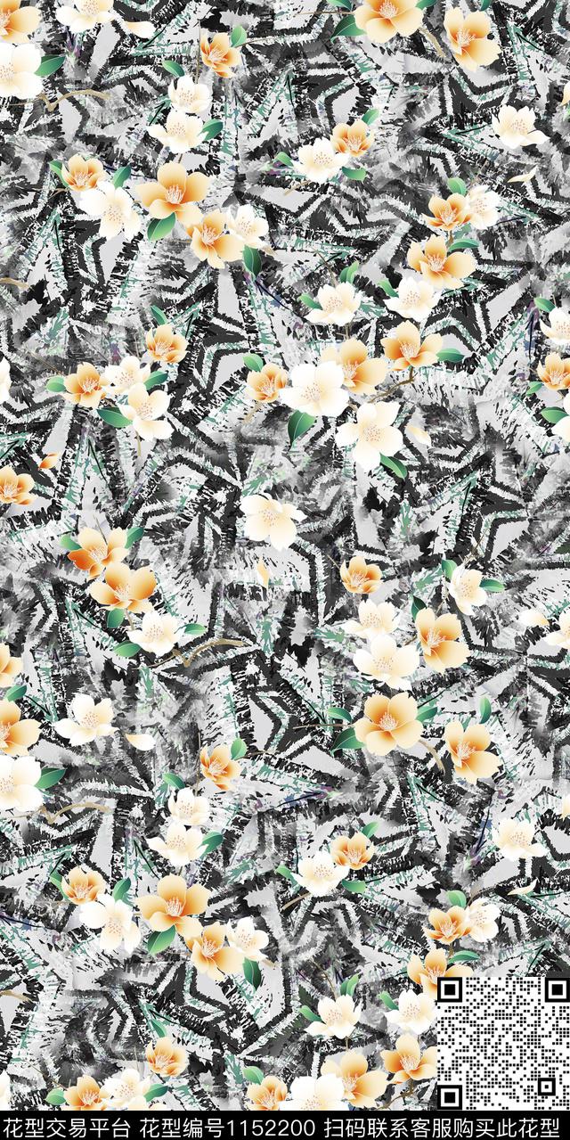 民族花卉大牌风数码华亿平台数码印花华亿平台下载（图片编号: 1152200） - 瓦栏（Walan）