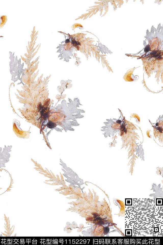 数码华亿平台绿植树叶素雅数码印花华亿平台下载（图片编号: 1152297） - 瓦栏（Walan）