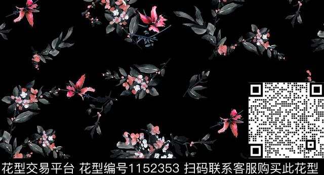 水彩花卉棉麻水墨风数码印花华亿平台下载（图片编号: 1152353） - 瓦栏（Walan）