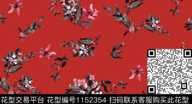 水彩花卉棉麻水墨风数码印花华亿平台下载（图片编号: 1152354） - 瓦栏（Walan）
