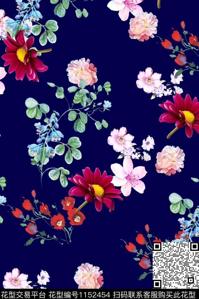 满版散花数码华亿平台花卉数码印花华亿平台下载（图片编号: 1152454） - 瓦栏（Walan）