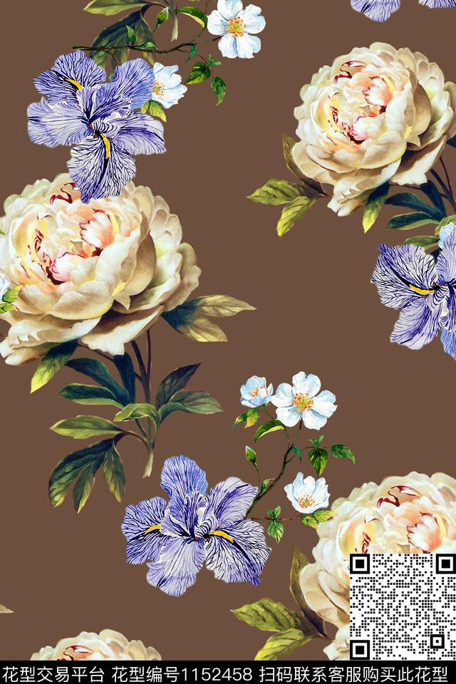 满版散花数码华亿平台花卉数码印花华亿平台下载（图片编号: 1152458） - 瓦栏（Walan）