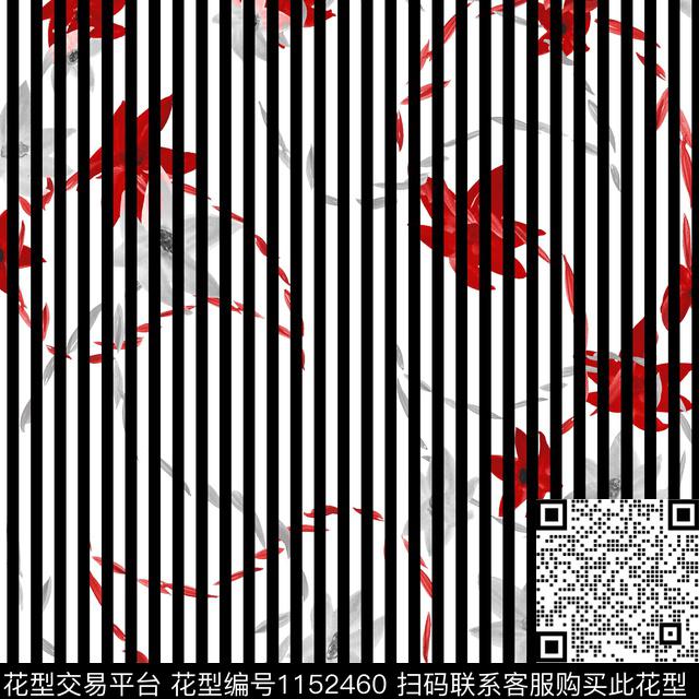 条纹大牌风花卉数码印花华亿平台下载（图片编号: 1152460） - 瓦栏（Walan）