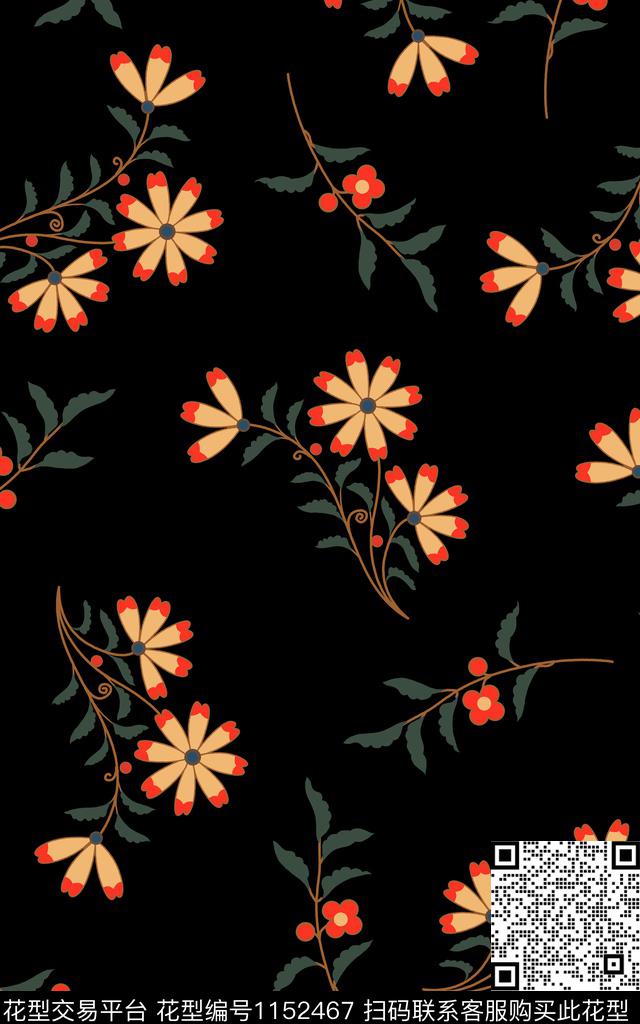 矢量花卉简约传统印花华亿平台下载（图片编号: 1152467） - 瓦栏（Walan）